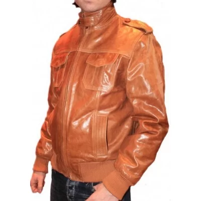 Blouson modèle Jack en vachette vintage camel