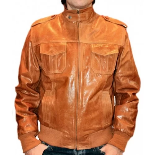 Blouson modèle Jack en vachette vintage camel