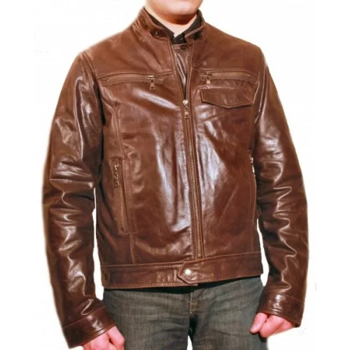 Blouson cuir de vachette vintage marron modèle Freddy