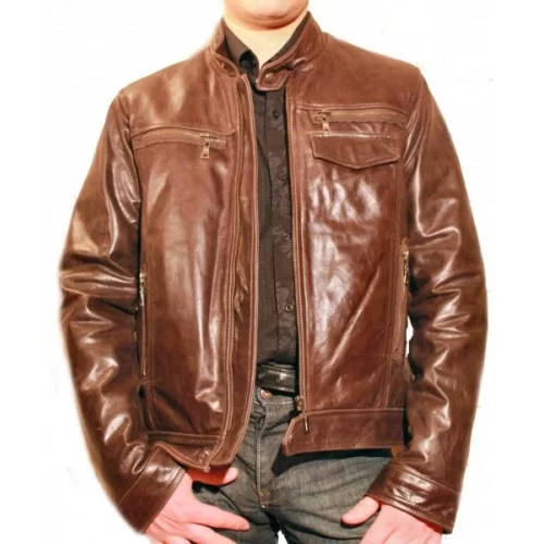 Blouson cuir de vachette vintage marron modèle Freddy