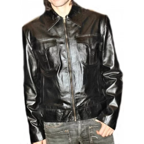 Blouson cuir homme agneau couleur noir modèle Felix