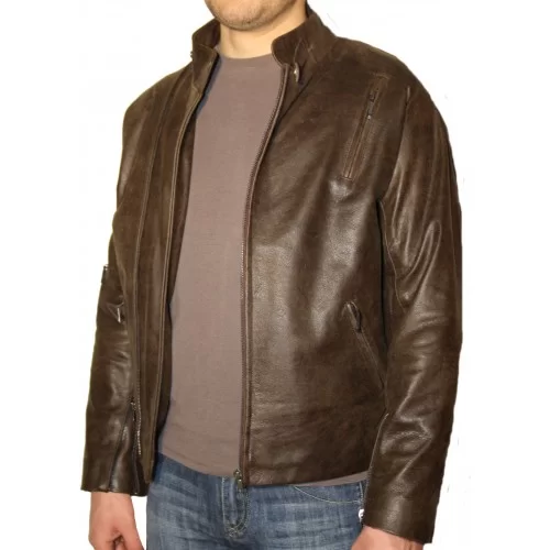 Blouson cuir homme vachette marron modèle Ben