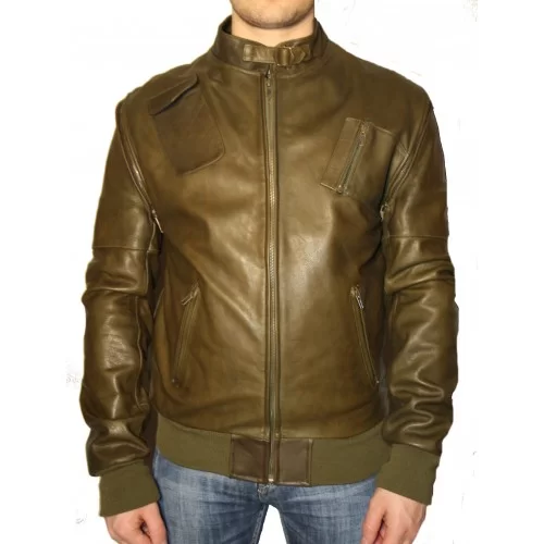 Blouson vachette sauvage kaki manches amovibles