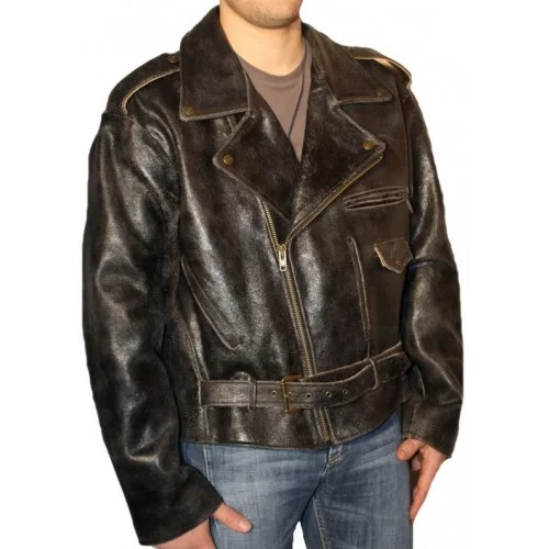 Blouson homme en cuir de vachette marron vintage modèle Rockie