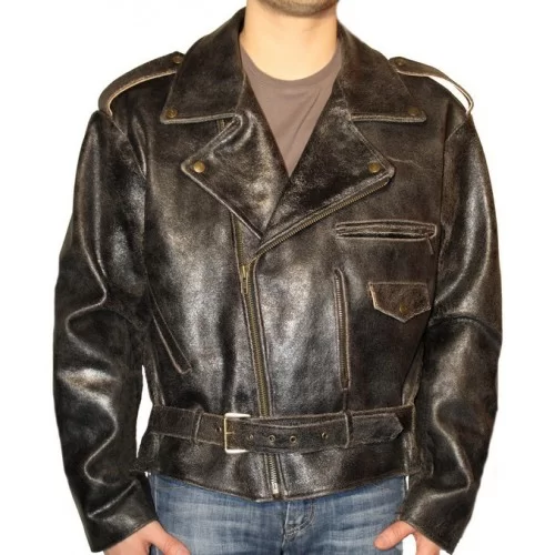 Blouson homme en cuir de vachette marron vintage modèle Rockie