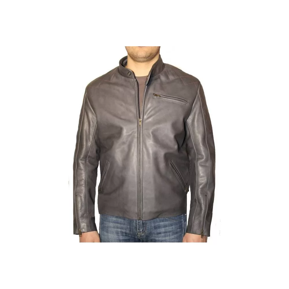 Blouson en vachette sauvage grise modèle Reeve