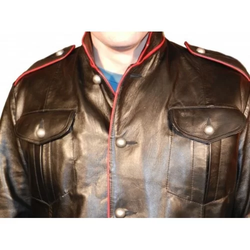 Veste style veste de combat modèle Bastide en agneaux plongé noir et rouge