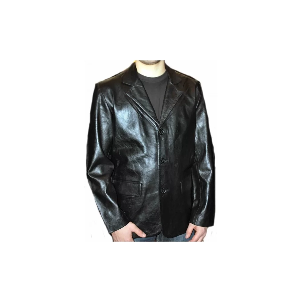 Veste blazer modèle Lucio en agneau noir