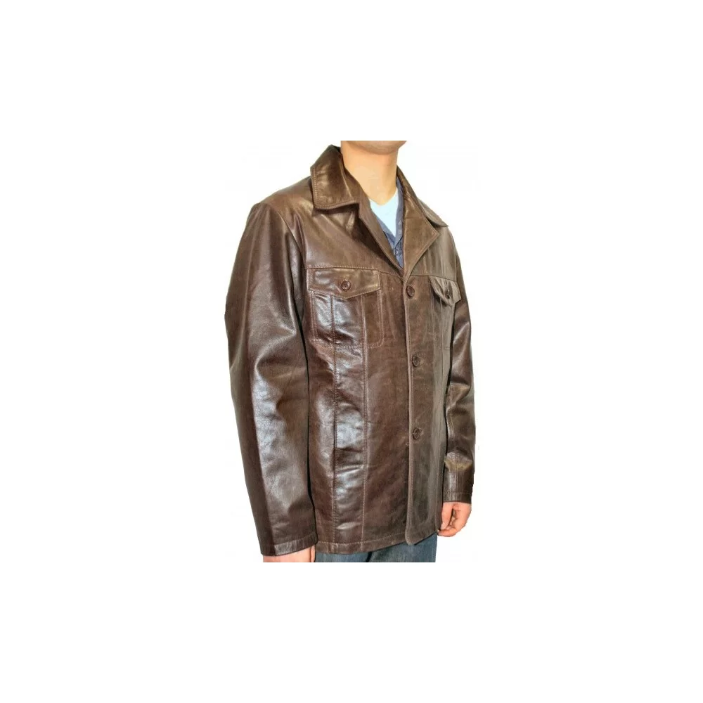 Veste modèle Luc en vachette vintage marron