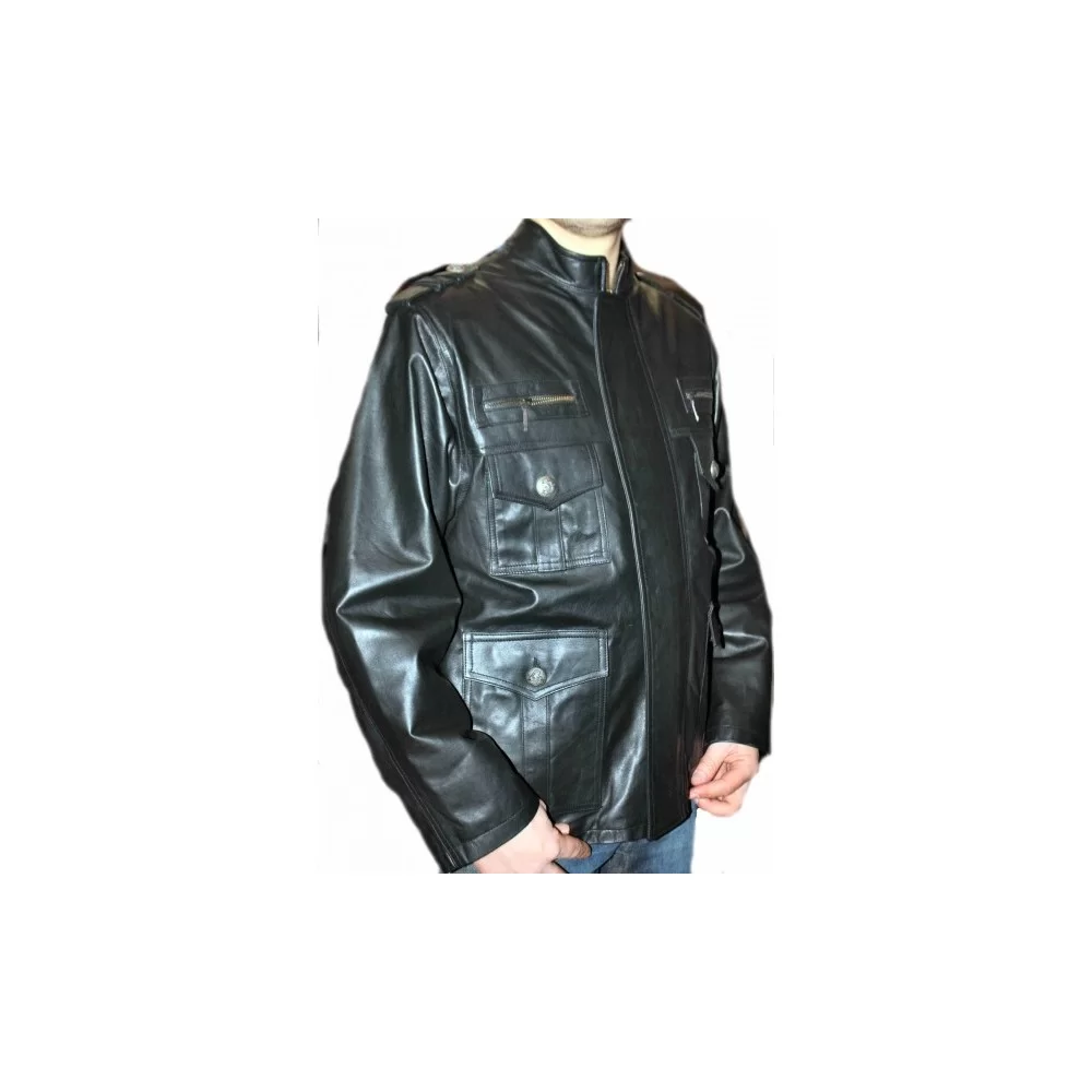 Veste de combat modèle Jose en vachette longée noire