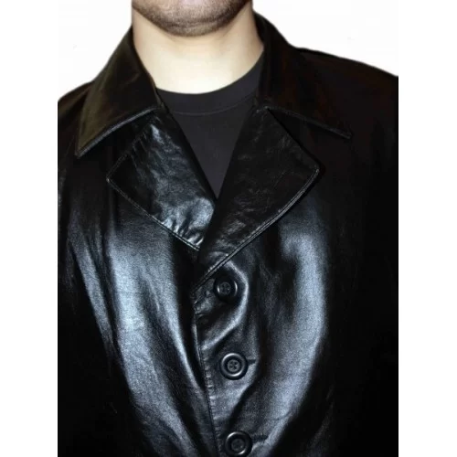 Veste modèle Fred en cuir d'agneau noir