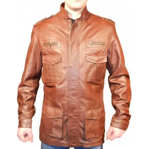 Veste de combat cuir modèle Rima en mouton gold