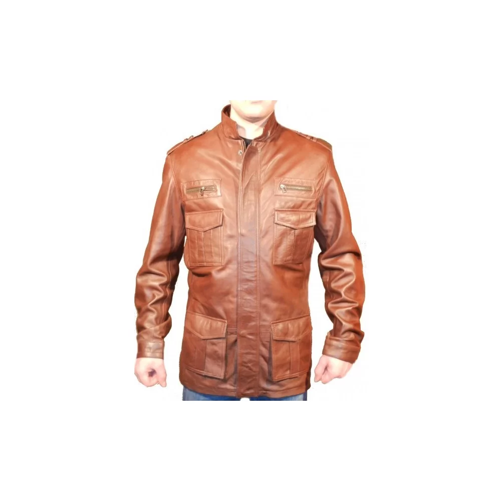 Veste de combat cuir modèle Rima en mouton gold