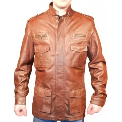 Veste de combat cuir modèle Rima en mouton gold