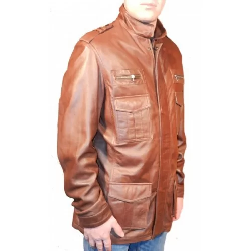 Veste de combat cuir modèle Rima en mouton gold