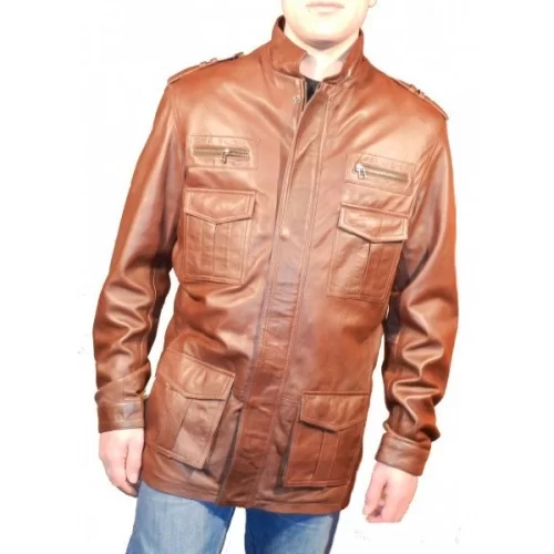 Veste de combat cuir modèle Rima en mouton gold