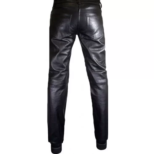 Pantalon cuir homme modèle Arty en agneau noir