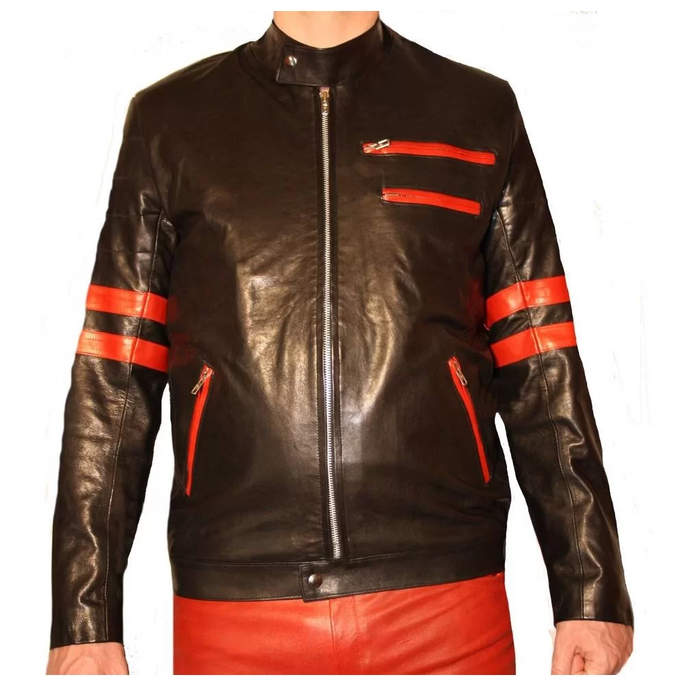 Blouson associant deux agneaux noir et rouge modèle Abel