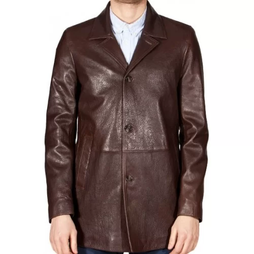 Veste redingote agneau marron modèle Baragio