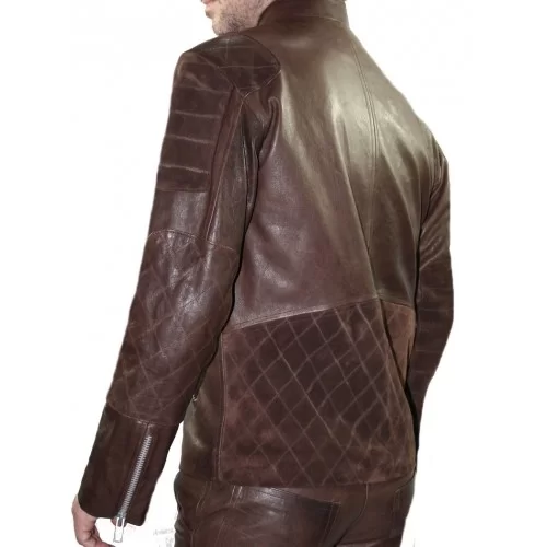 Blouson homme modèle Atrius en agneau effet vieilli marron