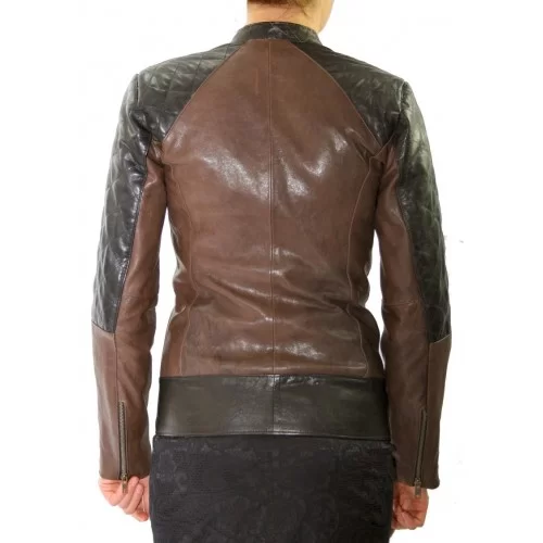 Blouson cuir agneau vintage marron modèle Derma