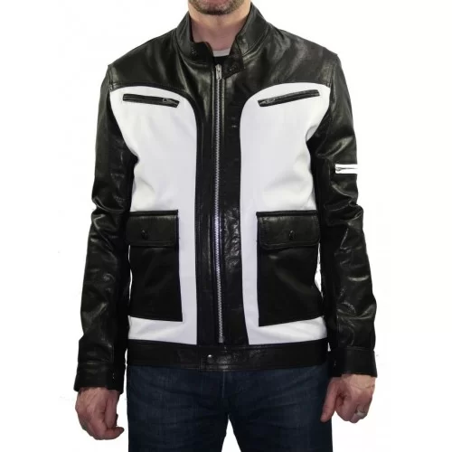 Blouson modèle Izoé en agneaux noir et blanc