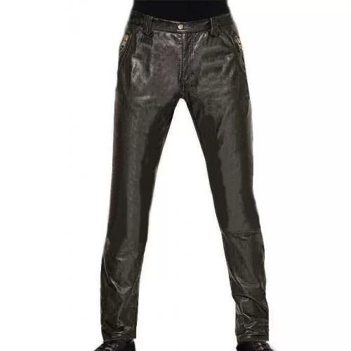 Pantalon cuir homme agneau vintage noir modèle Eleon