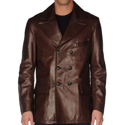 Veste blazer croisè agneau arron chocolat modèle Laurent