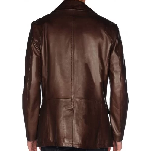 Veste blazer croisè agneau arron chocolat modèle Laurent