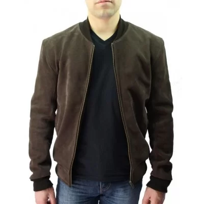 Blouson cuir homme daim modèle Teddy