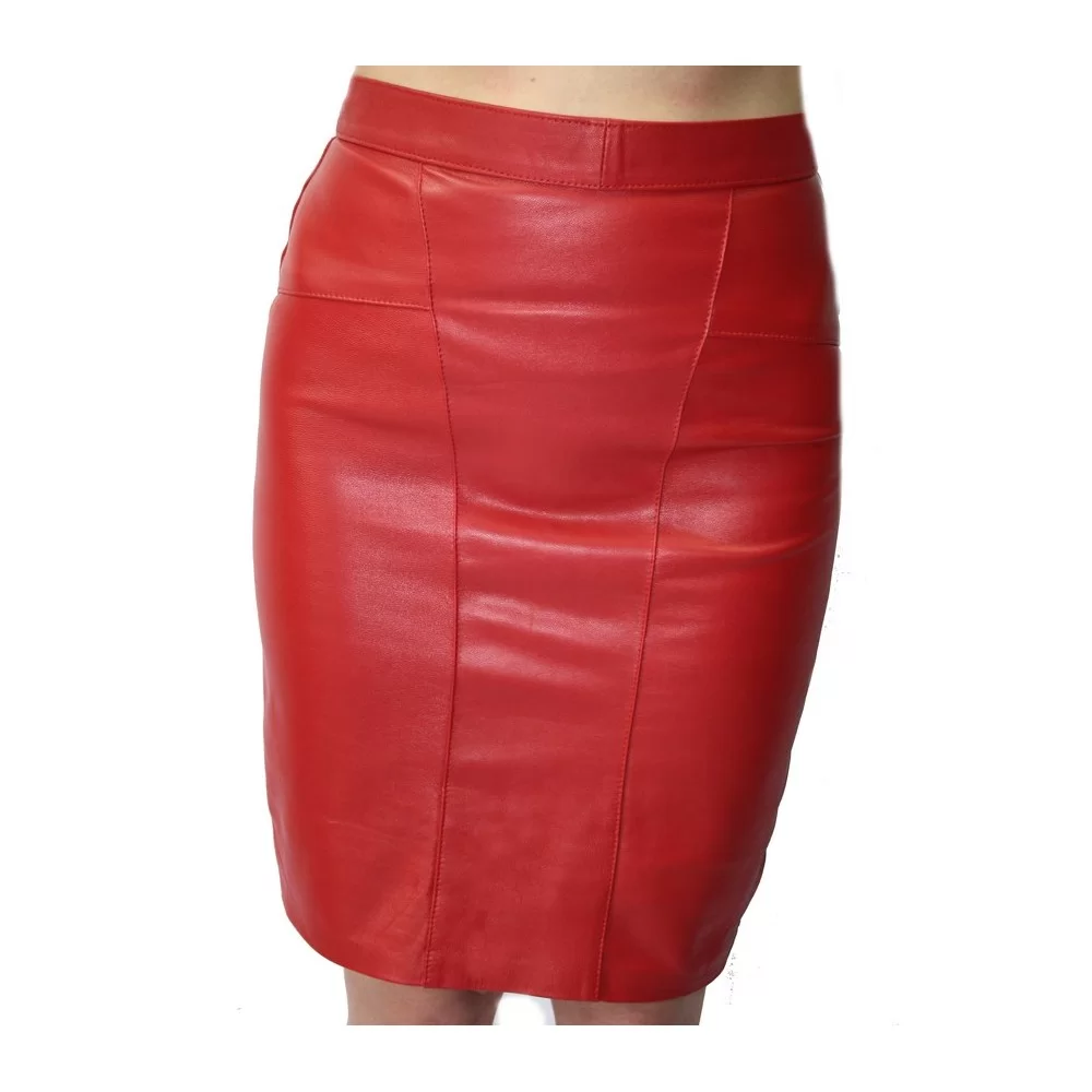 Jupe en cuir agneau rouge modèle Pricia