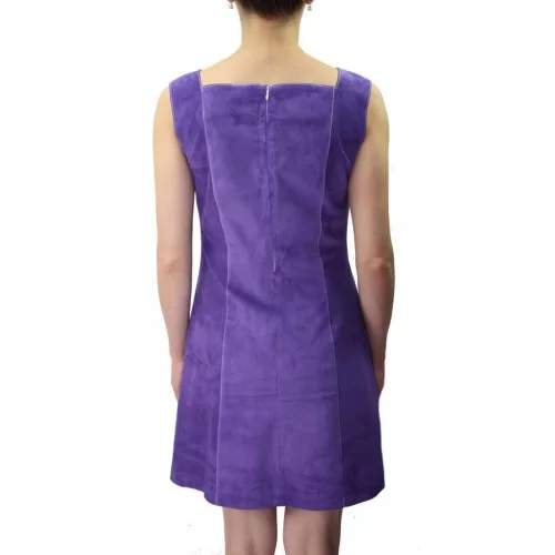 Robe agneau velours façon daim couleur violette modèle Cyra