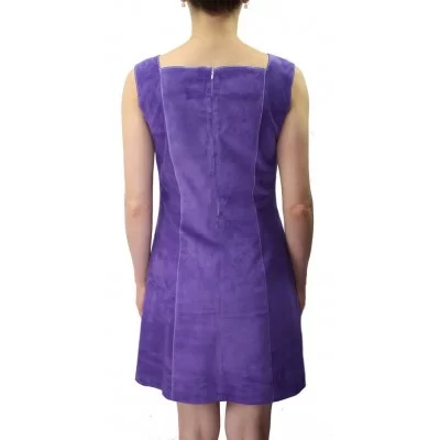 Robe daim agneau velours violet modèle Cyra