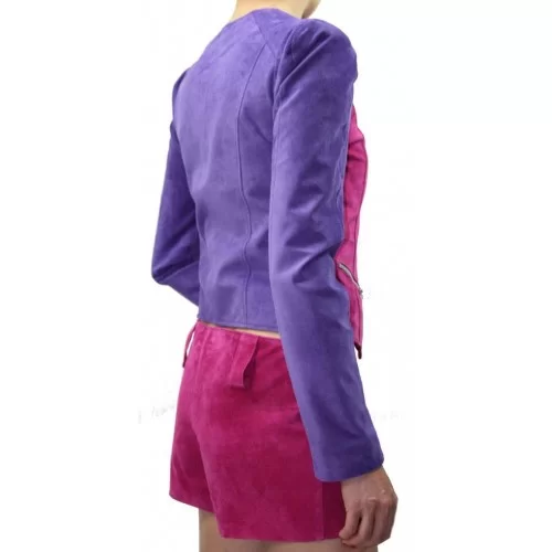 Blouson femme agneaux velours rose et violet modèle Sania