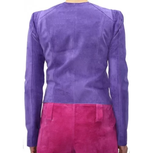 Blouson femme agneaux velours rose et violet modèle Sania