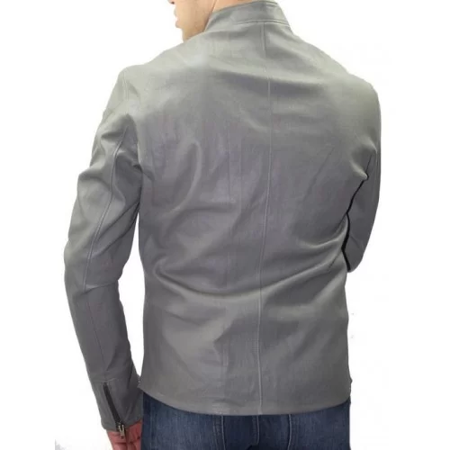 Chemise cuir homme agneau stretch gris modèle Patrice