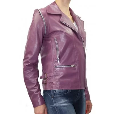 Blouson cuir femme manches amovibles modèle Atela