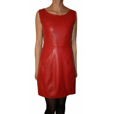 Robe en cuir agneau plongé rouge modèle Jessica