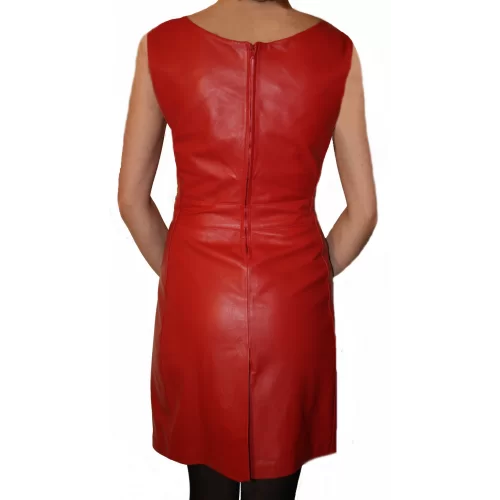 Robe en cuir agneau plongé rouge modèle Jessica