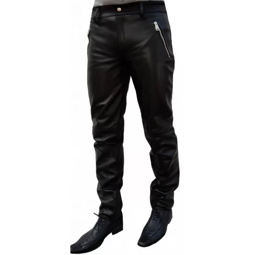 Pantalon cuir homme cuir veau noir modèle Barcilia