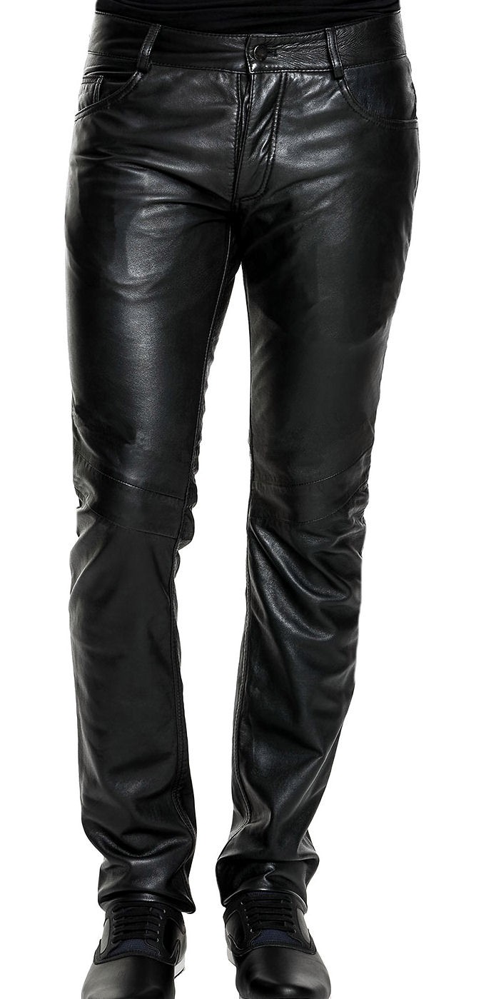 pantalon homme cuir noir en veau noir modèle Barcilia, cuir épais