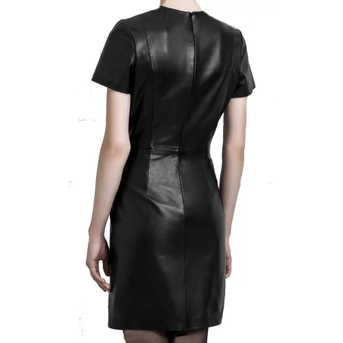 Robe en cuir agneau noir modèle Natalice