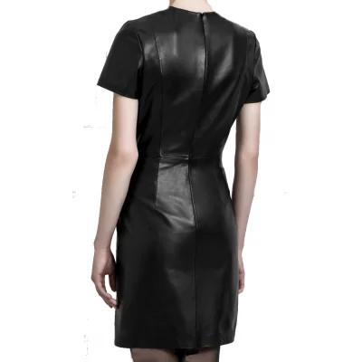 Robe en cuir agneau noir modèle Natalisa