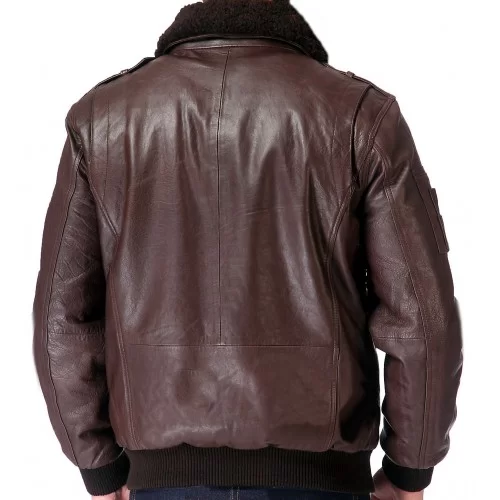 Blouson aviateur homme cuir marron col mouton amovible modèle Conrad