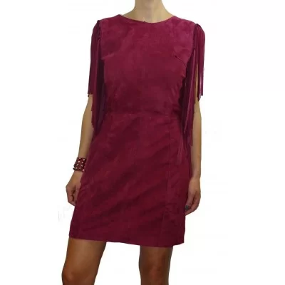 Robe agneau velours (daim) bordeaux modèle Framboise