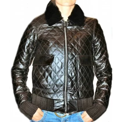 Blouson Femme Cuir Agneau Noir Col En Mouton Amovible Mod Le Carolina Fabrication Fran Aise