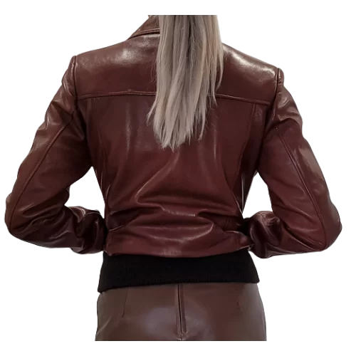 Blouson en cuir d'agneau marron modèle Rilizza