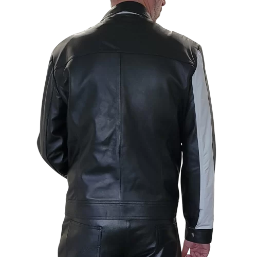 Blouson en cuir d'agneaux bicolore noir et blanc modèle Silord