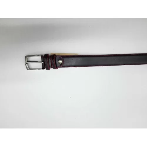 Ceinture cuir de vachette doublé cuir rouge surpiqûres rouge