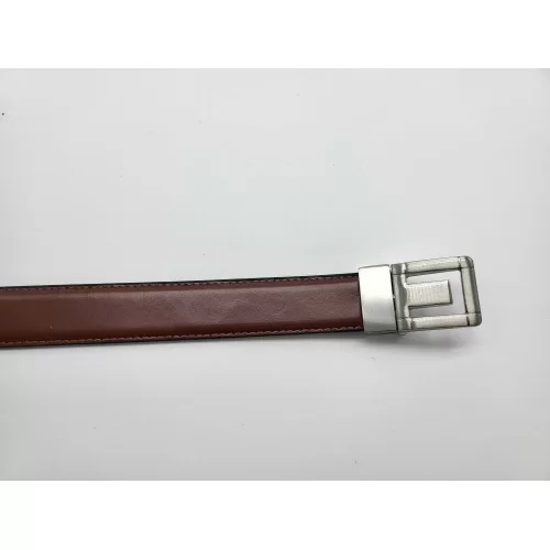 Ceinture en cuir véritable réversible vachette marron et noir boucle métallique